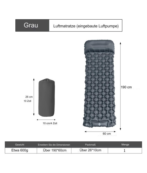 WHOLESALEWIN™ Isomatte Ultraleicht Selbstaufblasend Camping und Reisen Feuchtigkeitsbeständig Luftmatratze für Zelt