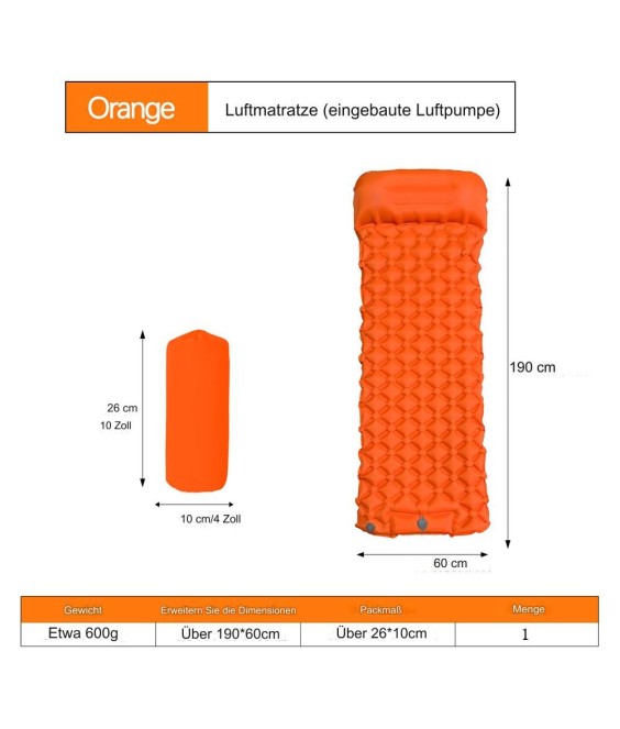 WHOLESALEWIN™ Ultraleicht Fußbetriebenes Aufblasbare Isomatte Reisen Luftmatratze Camping
