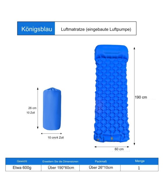 WHOLESALEWIN™ Isomatte Ultraleicht Selbstaufblasend Camping und Reisen Feuchtigkeitsbeständig Luftmatratze für Zelt