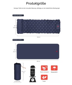 WHOLESALEWIN™ Isomatte Ultraleicht Selbstaufblasend Camping und Reisen Feuchtigkeitsbeständig Luftmatratze für Zelt