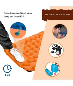 WHOLESALEWIN™ Isomatte Ultraleicht Selbstaufblasend Camping und Reisen Feuchtigkeitsbeständig Luftmatratze für Zelt