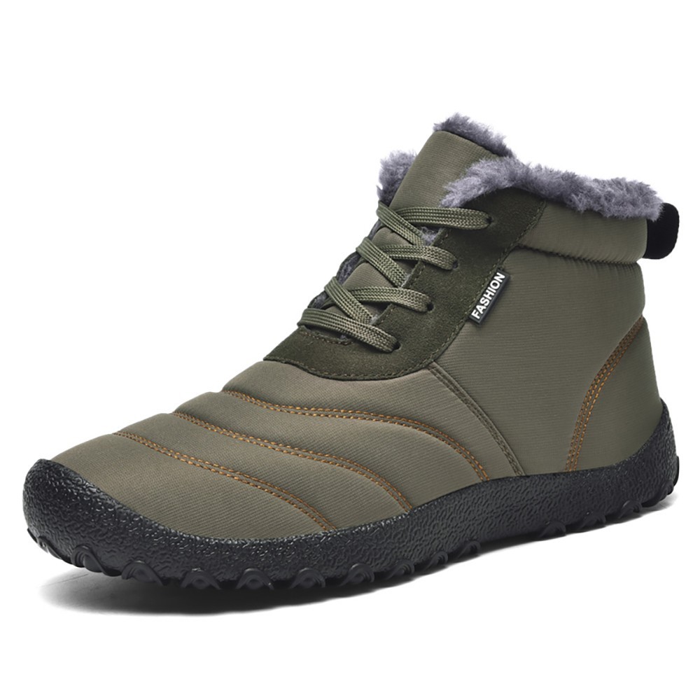 WHOLESALEWIN™ Große Herren Schneestiefel mit Rutschfester Gummisohle Baumwolle Stiefel