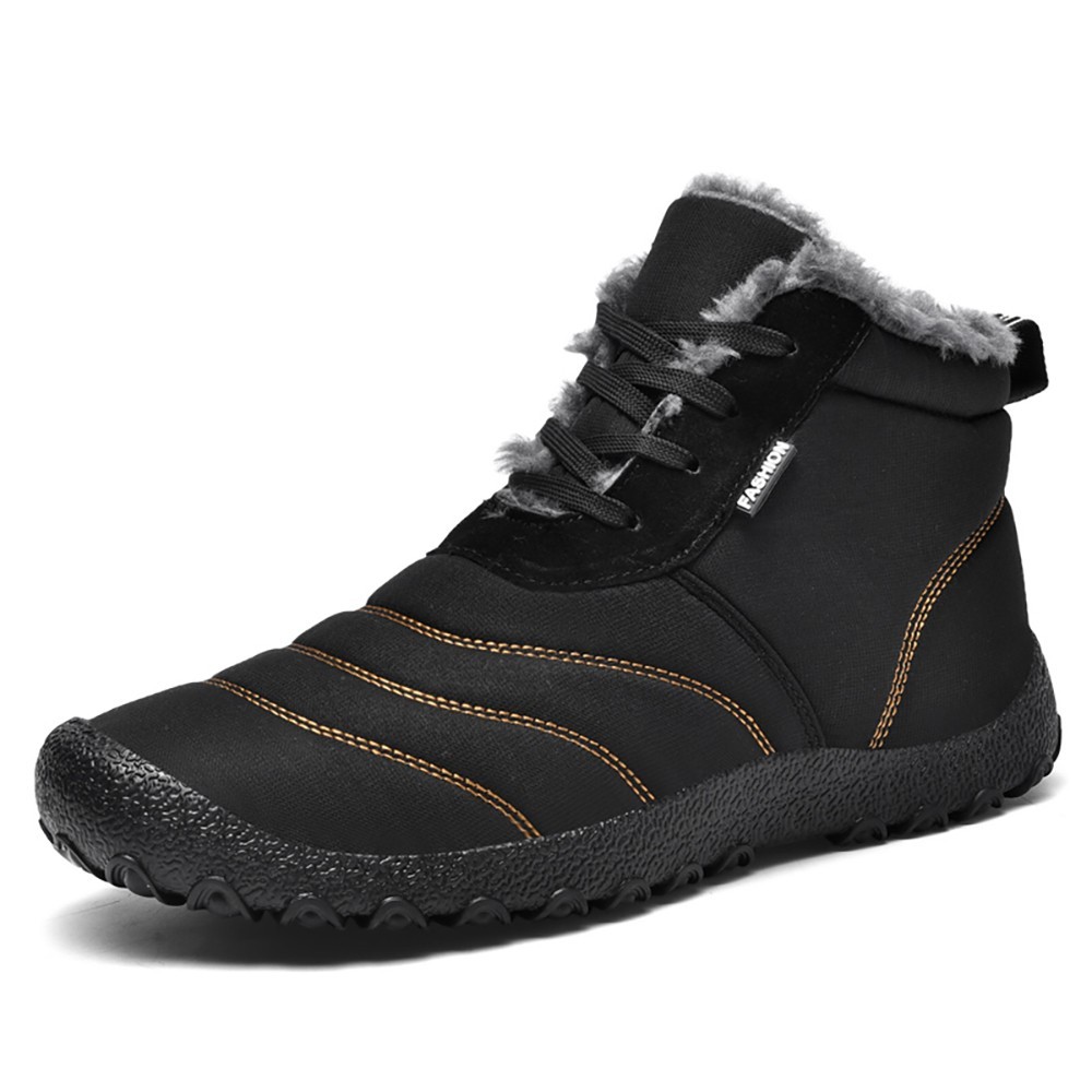 WHOLESALEWIN™ Große Herren Schneestiefel mit Rutschfester Gummisohle Baumwolle Stiefel