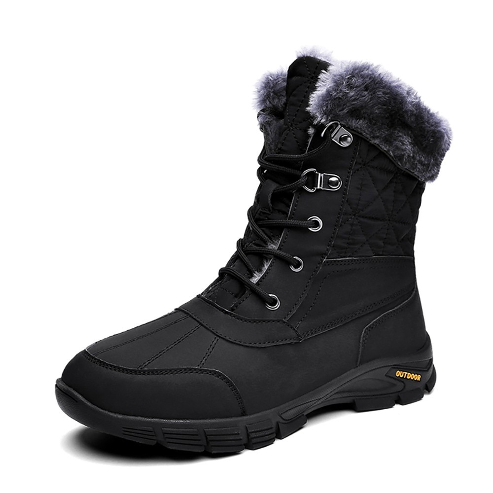 WHOLESALEWIN™ Große Rutschfeste Wasserdichte Schneestiefel aus Gummi und Samt mit hohem Schaft für Herren Baumwolle Schuhe