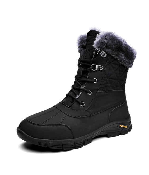 WHOLESALEWIN™ Große Rutschfeste Wasserdichte Schneestiefel aus Gummi und Samt mit hohem Schaft für Herren Baumwolle Schuhe