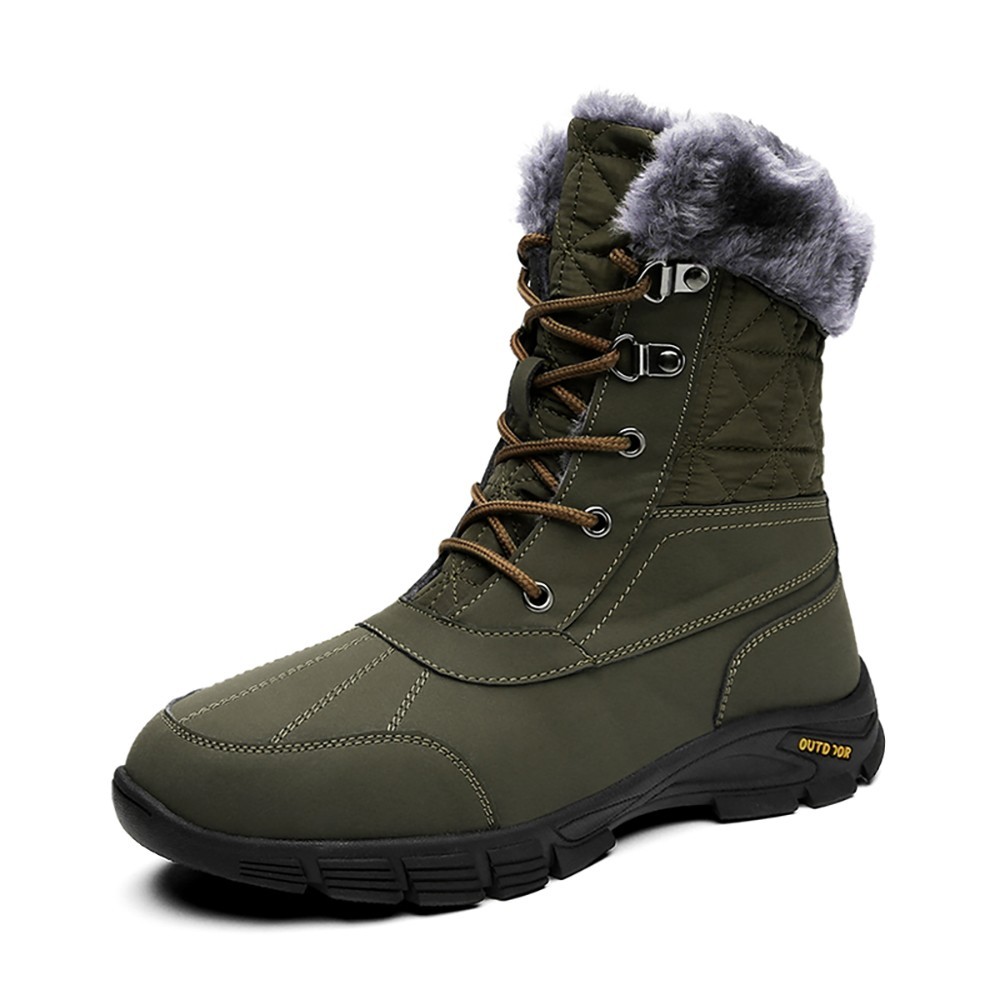 WHOLESALEWIN™ Große Rutschfeste Wasserdichte Schneestiefel aus Gummi und Samt mit hohem Schaft für Herren Baumwolle Schuhe