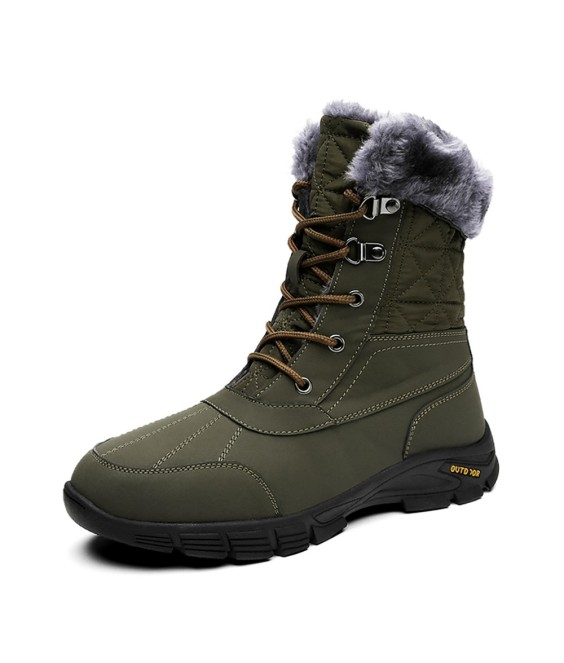 WHOLESALEWIN™ Große Rutschfeste Wasserdichte Schneestiefel aus Gummi und Samt mit hohem Schaft für Herren Baumwolle Schuhe
