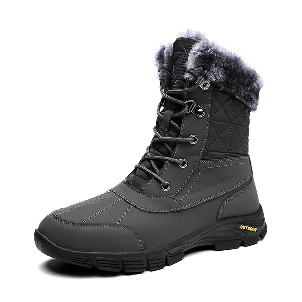 WHOLESALEWIN™ Große Rutschfeste Wasserdichte Schneestiefel aus Gummi und Samt mit hohem Schaft für Herren Baumwolle Schuhe