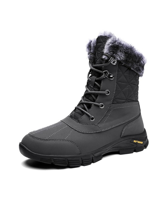 WHOLESALEWIN™ Große Rutschfeste Wasserdichte Schneestiefel aus Gummi und Samt mit hohem Schaft für Herren Baumwolle Schuhe