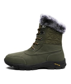 WHOLESALEWIN™ Große Rutschfeste Wasserdichte Schneestiefel aus Gummi und Samt mit hohem Schaft für Herren Baumwolle Schuhe