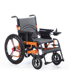 Simple Large Wheel Carbon Steel Frame Electric Wheelchair for Adults Left Right Foldable Intelligent Powered Wheelchair