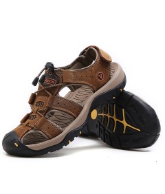 WHOLESALEWIN™ Sandalen Herren mit klettverschluss Outdoorsandalen Sommer Trekkingsandalen Leder Strand Wandersandale