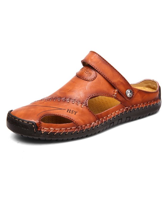 WHOLESALEWIN™ Herren Leder Sport Hausschuhe Outdoor Wandersandalen Strand Sportlich Fischer Trekking Sommer Anti-Rutsch Leichte