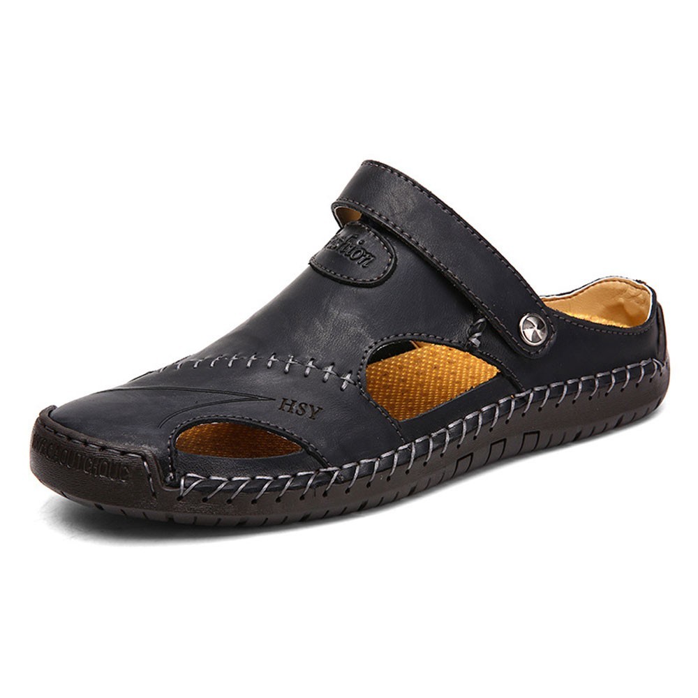 WHOLESALEWIN™ Herren Leder Sport Hausschuhe Outdoor Wandersandalen Strand Sportlich Fischer Trekking Sommer Anti-Rutsch Leichte