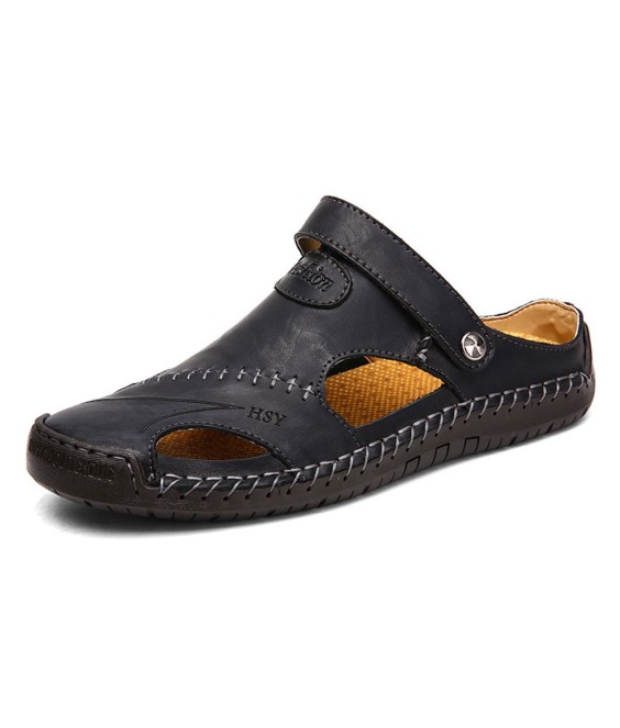 WHOLESALEWIN™ Herren Leder Sport Hausschuhe Outdoor Wandersandalen Strand Sportlich Fischer Trekking Sommer Anti-Rutsch Leichte