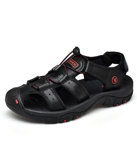 WHOLESALEWIN™ Sandalen Herren mit klettverschluss Outdoorsandalen Sommer Trekkingsandalen Leder Strand Wandersandale