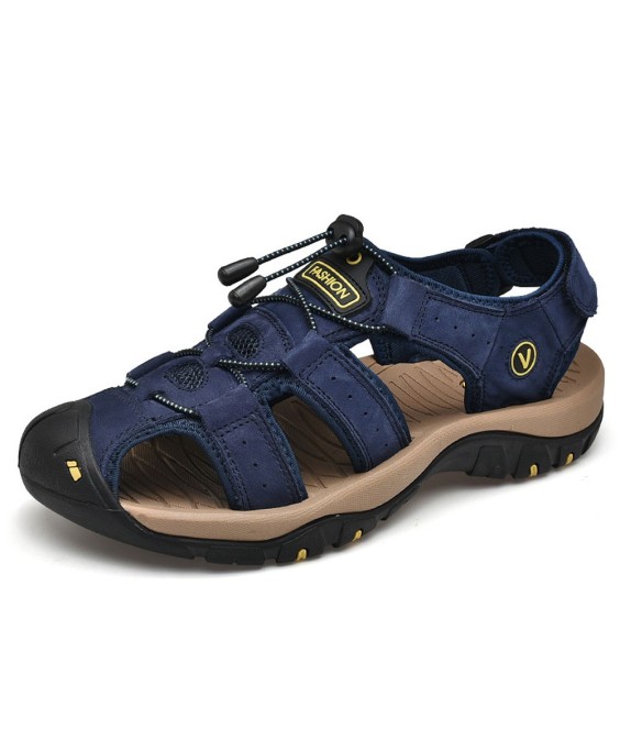WHOLESALEWIN™ Sandalen Herren mit klettverschluss Outdoorsandalen Sommer Trekkingsandalen Leder Strand Wandersandale