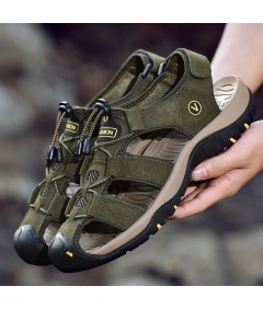 WHOLESALEWIN™ Sandalen Herren mit klettverschluss Outdoorsandalen Sommer Trekkingsandalen Leder Strand Wandersandale