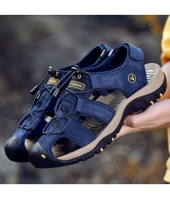 WHOLESALEWIN™ Sandalen Herren mit klettverschluss Outdoorsandalen Sommer Trekkingsandalen Leder Strand Wandersandale