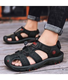 WHOLESALEWIN™ Sandalen Herren mit klettverschluss Outdoorsandalen Sommer Trekkingsandalen Leder Strand Wandersandale